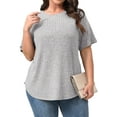 thumbnail image 1 of Fantaslook Womens Plus Size Tops Crewneck Short Sleeve Shirts Casual Loose Tunic Tops Curved Hem Summer Blouses, 1 of 7