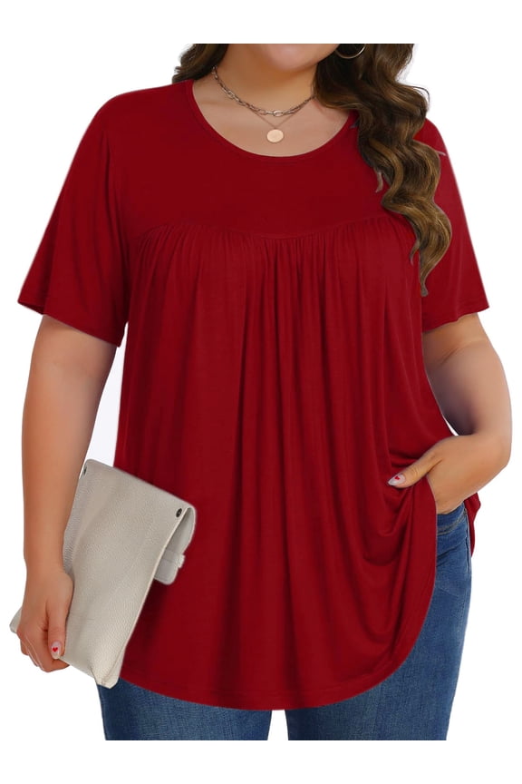 Womens Plus Size Tops Tunic Short Sleeve Shirts Floral Blouses Loose Summer Tops