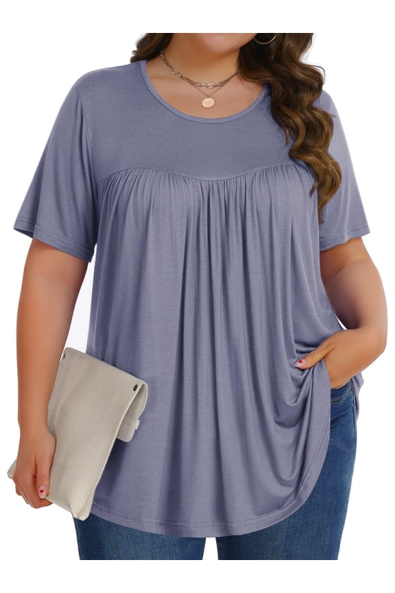 Womens Plus Size Tops Tunic Short Sleeve Shirts Floral Blouses Loose Summer Tops