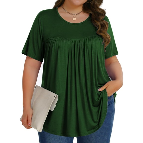 Fantaslook Womens Plus Size Tops Tunic Short Sleeve Shirts Floral Blouses Loose Summer Tops