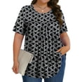 thumbnail image 1 of Fantaslook Womens Plus Size Tops Tunic Short Sleeve Shirts Floral Blouses Loose Summer Tops, 1 of 6