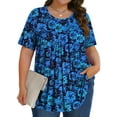 thumbnail image 1 of Fantaslook Womens Plus Size Tops Tunic Short Sleeve Shirts Floral Blouses Loose Summer Tops, 1 of 6