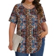 thumbnail image 1 of Fantaslook Womens Plus Size Tops Tunic Short Sleeve Shirts Floral Blouses Loose Summer Tops, 1 of 6