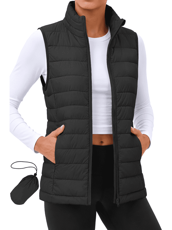 Duck Down Womens Puffer Vest Packable Quilted Sleeveless Zip Up Coat Water-Resistant Winter Outerwear with Pockets