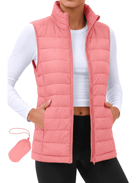 Duck Down Womens Puffer Vest Packable Quilted Sleeveless Zip Up Coat Water-Resistant Winter Outerwear with Pockets