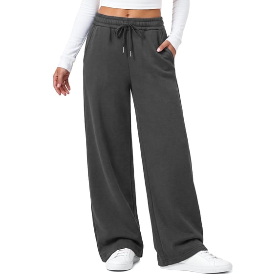 Fantaslook Womens Sweatpants Baggy Fleece Lined Wide Leg Sweatpants Drawstring Warm Lounge Pants with Pockets