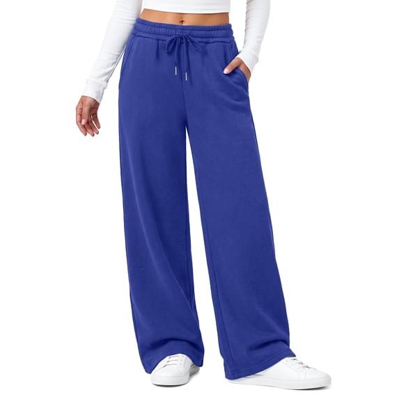 Fantaslook Womens Sweatpants Baggy Fleece Lined Wide Leg Sweatpants Drawstring Warm Lounge Pants with Pockets