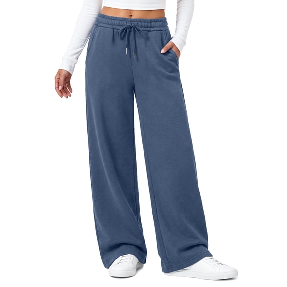 Fantaslook Womens Sweatpants Baggy Fleece Lined Wide Leg Sweatpants Drawstring Warm Lounge Pants with Pockets