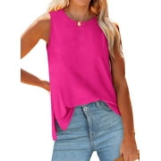 Fantaslook Womens Tank Tops Crewneck Casual Summer Side Split Sleeveless Shirts Floral Blouses