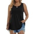 thumbnail image 1 of Fantaslook Womens Tank Tops Dressy Casual Sleeveless Blouses Crew Neck Pleated Tunic Shirts Summer Tops, 1 of 10