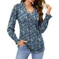 thumbnail image 1 of Fantaslook Womens Tops Dressy Blouses V Neck Puff Long Sleeve Tunic Tops Button Fall Shirts, 1 of 9