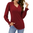 thumbnail image 1 of Fantaslook Womens Tops Dressy Blouses V Neck Puff Long Sleeve Tunic Tops Button Fall Shirts, 1 of 9