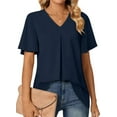 thumbnail image 1 of Fantaslook Womens Tops Dressy Blouses V Neck Short Sleeve Tunic Tops Casual Work Shirts, 1 of 8