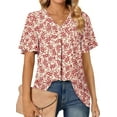 thumbnail image 1 of Fantaslook Womens Tops Dressy Blouses V Neck Short Sleeve Tunic Tops Casual Work Shirts, 1 of 8