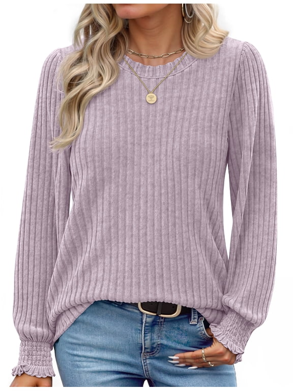 Womens Tops Dressy Casual Long Sleeve Shirts Fashion Blouses Lightweight Fall Sweaters