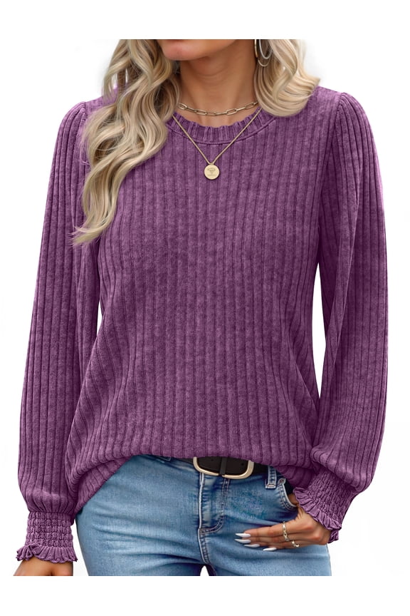 Womens Tops Dressy Casual Long Sleeve Shirts Fashion Blouses Lightweight Fall Sweaters