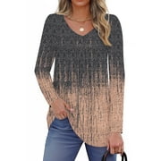 FANTASLOOK Womens Tops Dressy Casual Pleated Blouses V Neck Long Sleeve Shirts Fall Tunic Tops