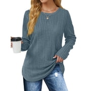 Fantaslook Womens Tops Textured Long Sleeve Shirts Casual Fall Tops Lightweight Pullover