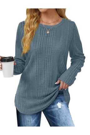 Womens Tops Textured Long Sleeve Shirts Casual Fall Tops Lightweight Pullover
