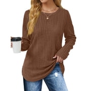 Fantaslook Womens Tops Textured Long Sleeve Shirts Casual Fall Tops Lightweight Pullover
