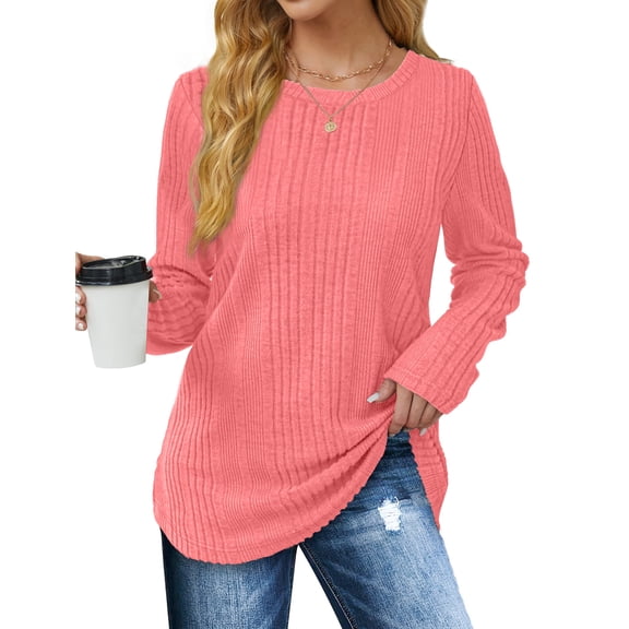 Fantaslook Womens Tops Textured Long Sleeve Shirts Casual Fall Tops Lightweight Pullover