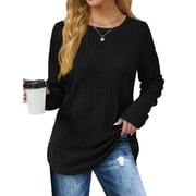 Fantaslook Womens Tops Textured Long Sleeve Shirts Casual Fall Tops Lightweight Pullover