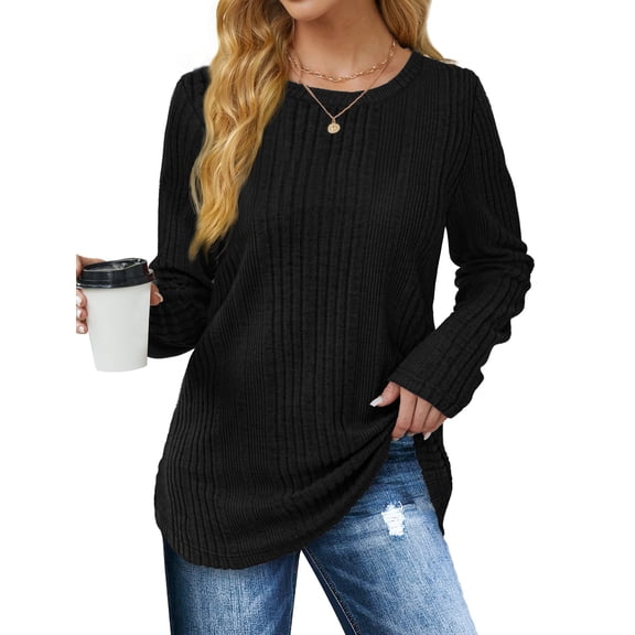 Fantaslook Womens Tops Textured Long Sleeve Shirts Casual Fall Tops Lightweight Pullover