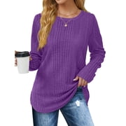 Fantaslook Womens Tops Textured Long Sleeve Shirts Casual Fall Tops Lightweight Pullover