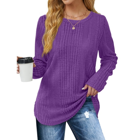 Fantaslook Womens Tops Textured Long Sleeve Shirts Casual Fall Tops Lightweight Pullover