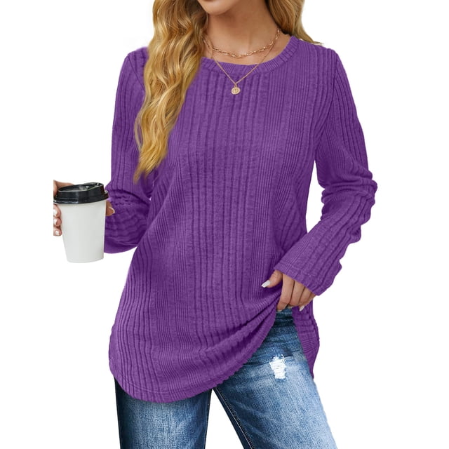 Fantaslook Womens Tops Textured Long Sleeve Shirts Casual Fall Tops Lightweight Pullover