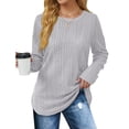 thumbnail image 1 of Fantaslook Womens Tops Textured Long Sleeve Shirts Casual Fall Tops Lightweight Pullover, 1 of 8
