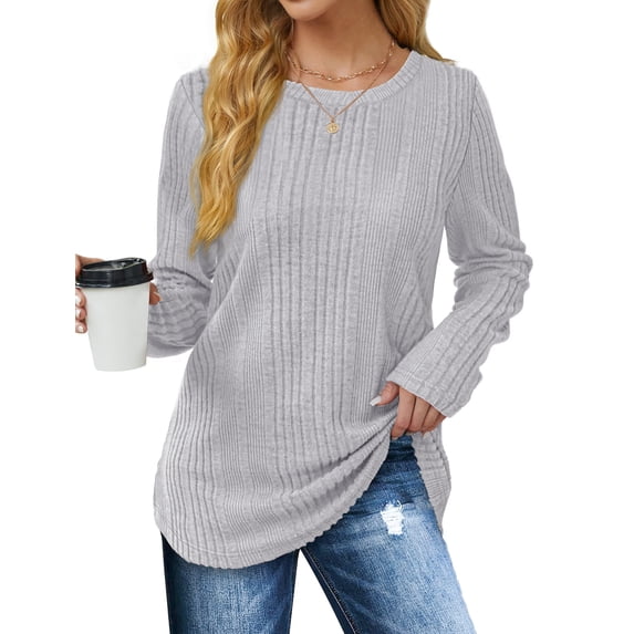 Fantaslook Womens Tops Textured Long Sleeve Shirts Casual Fall Tops Lightweight Pullover