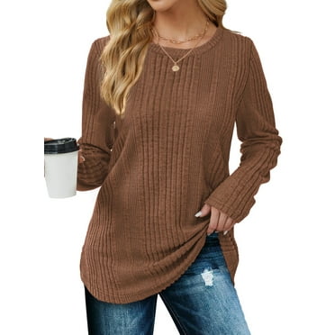 Fantaslook Womens Tops Textured Long Sleeve Shirts Casual Fall Tops Lightweight Pullover