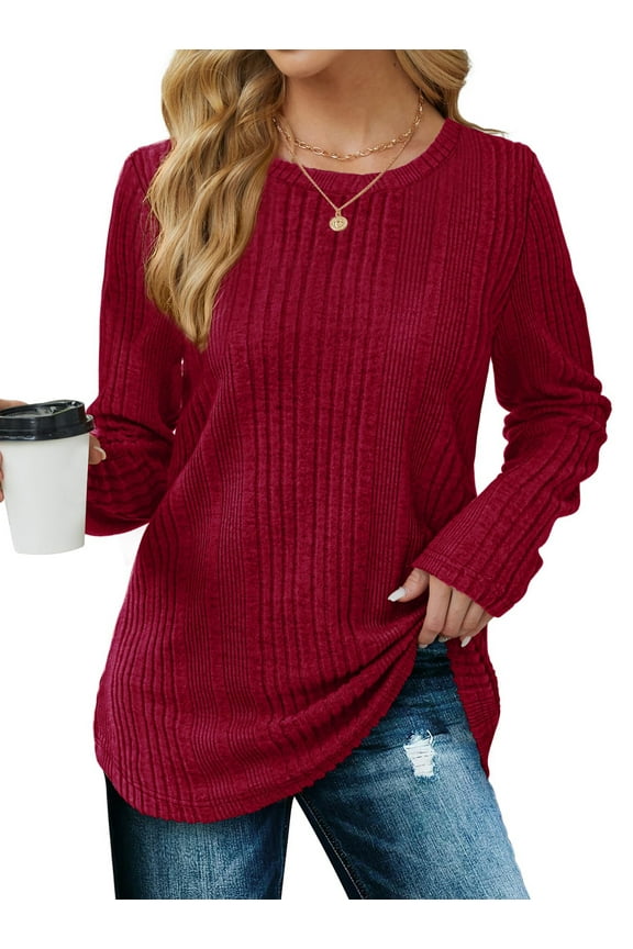 Womens Tops Textured Long Sleeve Shirts Casual Fall Tops Lightweight Pullover
