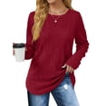 thumbnail image 1 of Fantaslook Womens Tops Textured Long Sleeve Shirts Casual Fall Tops Lightweight Pullover, 1 of 9