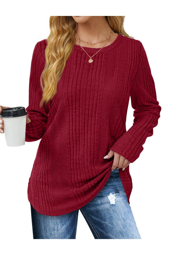 Womens Tops Textured Long Sleeve Shirts Casual Fall Tops Lightweight Pullover