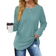 thumbnail image 1 of Fantaslook Womens Tops Textured Long Sleeve Shirts Casual Fall Tops Lightweight Pullover, 1 of 8