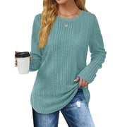 Fantaslook Womens Tops Textured Long Sleeve Shirts Casual Fall Tops Lightweight Pullover