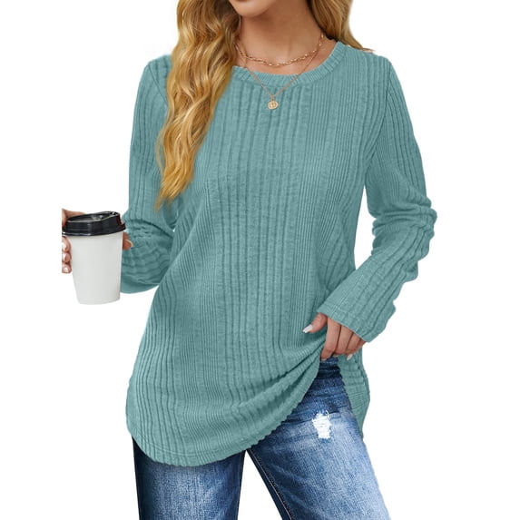 Fantaslook Womens Tops Textured Long Sleeve Shirts Casual Fall Tops Lightweight Pullover