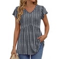 thumbnail image 1 of Fantaslook Womens Tops V Neck Short Sleeve Summer Shirts Babydoll Peplum Tops Tunic Dressy Casual Blouses, 1 of 9