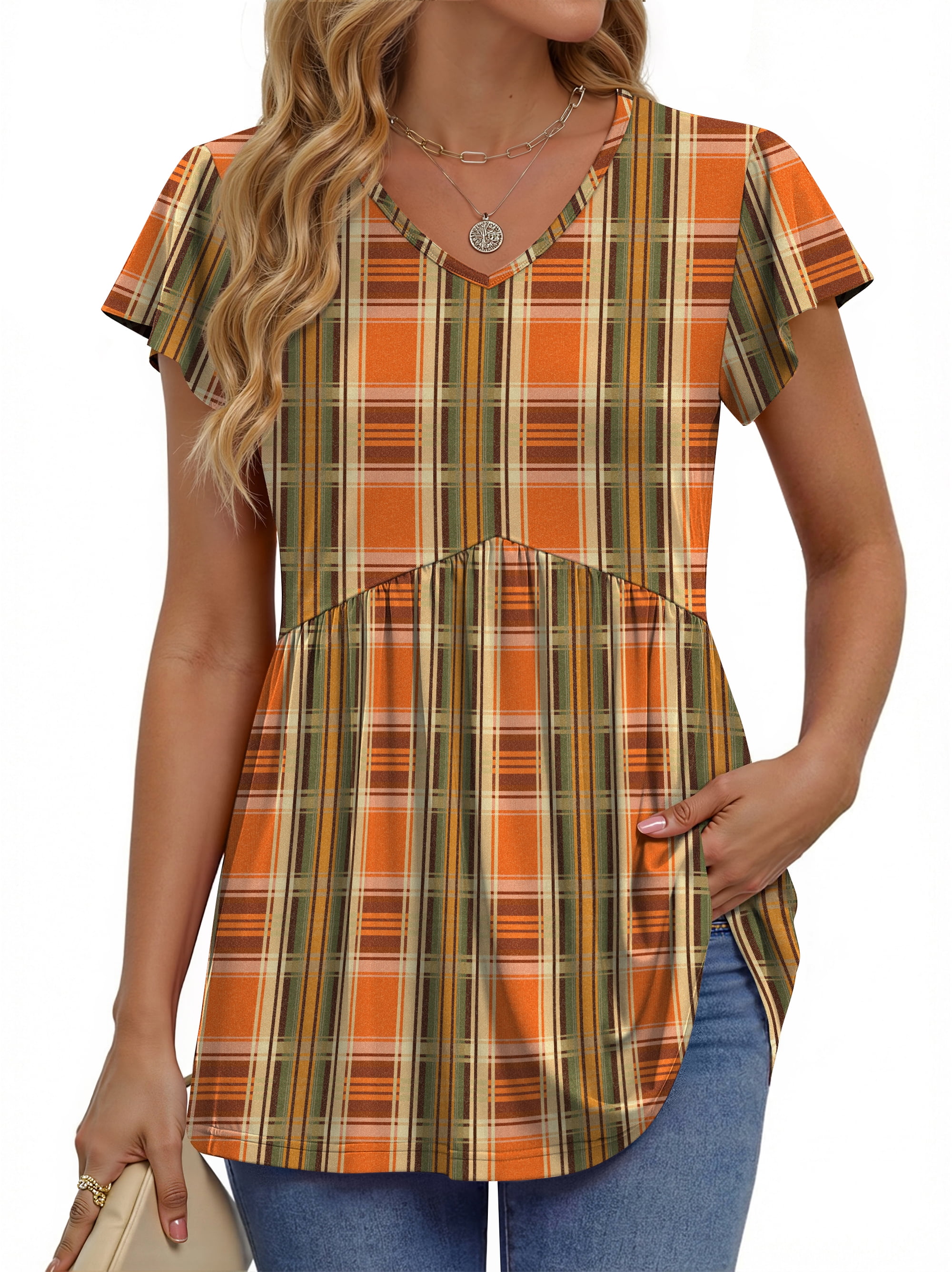 Fantaslook, Womens Tops, L, V Neck Short Sleeve Summer Shirts - Walmart.com