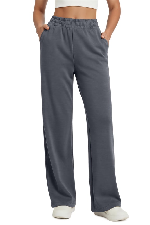 Womens Wide Leg Pants with Pockets High Waisted Casual Lounge Pants Work Office Pants