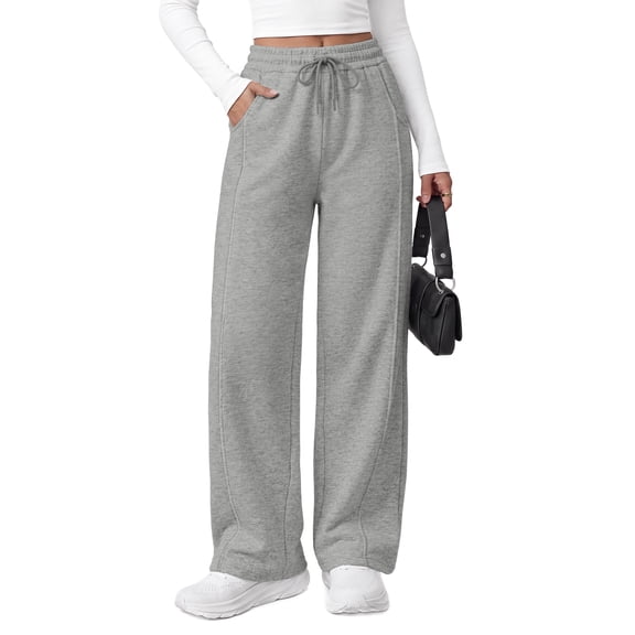Fantaslook Womens Wide Leg Sweatpants High Waisted Baggy Pants Fashion Drawstring Athletic Sweatpants with Pockets