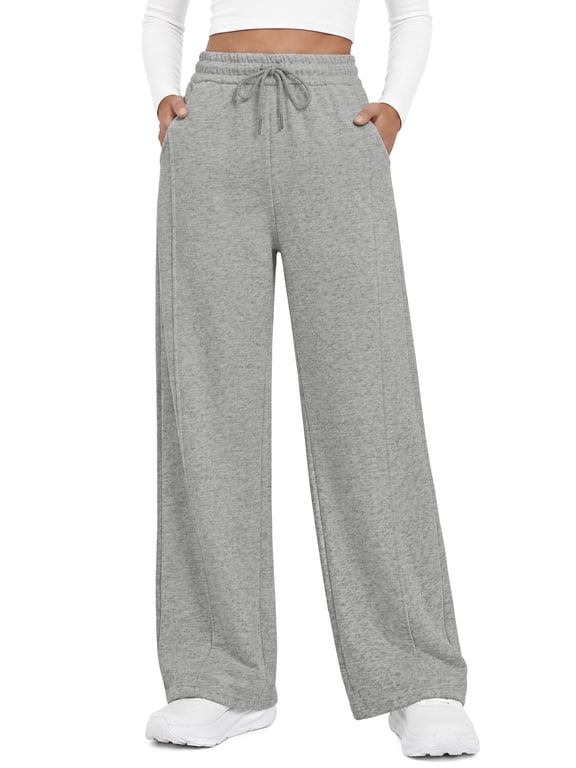 Womens Wide Leg Sweatpants High Waisted Baggy Pants Fashion Drawstring Athletic Sweatpants with Pockets
