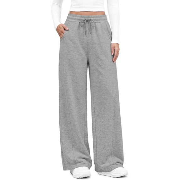 Fantaslook Womens Wide Leg Sweatpants High Waisted Baggy Pants Fashion Drawstring Athletic Sweatpants with Pockets