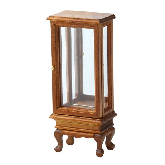 Fantasook 1/12 Scale Miniature Glass Door Cabinet For Dollhouses Decoration And Collectible Display Accessories Scene Decors