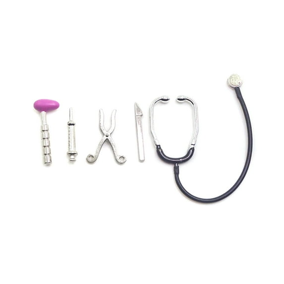 Fantasook 5 Piece Miniature Stethoscope Tools Set Realistic Alloy Accessories for 1/12 Scale Dollhouses Hospital Scene