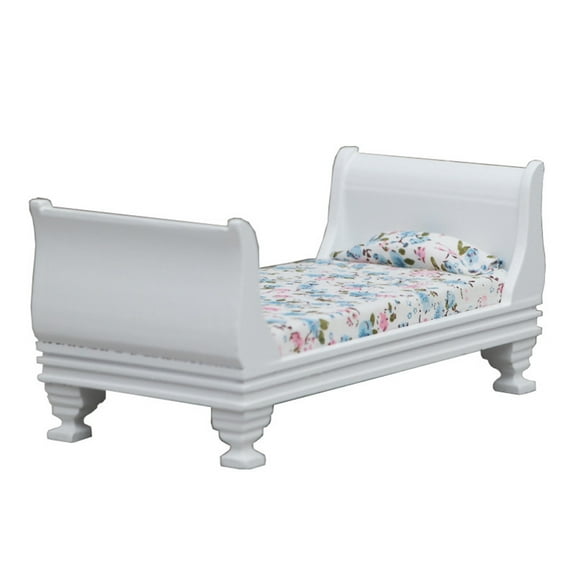 Fantasook Dollhouses Miniature Single Bed 1/12 Scale Victorian Vintage Furniture Bed for 15cm Dolls Bedroom Scene Display