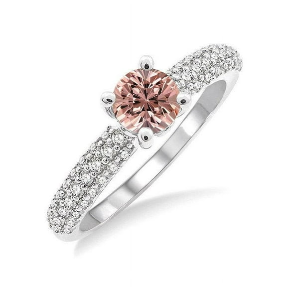 Fantastic 1.25 Carat Round cut Morganite and Diamond Wedding Ring in 14k White Gold morganite and diamond engagement ring