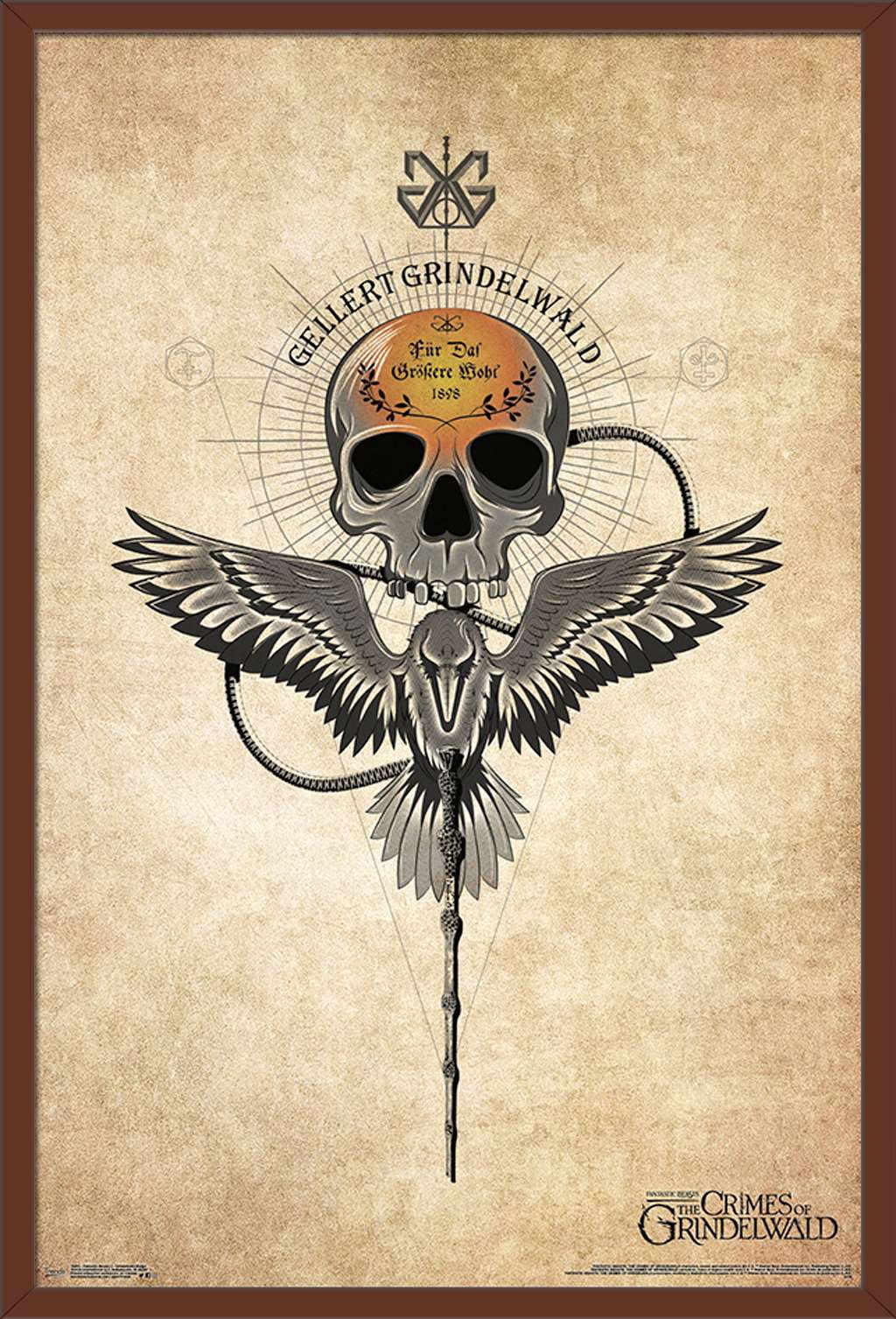 Fantastic Beasts And Where To Find Them: The Crimes of Grindelwald - Grindelwald Badge Wall Poster, 22.375" x 34", Framed